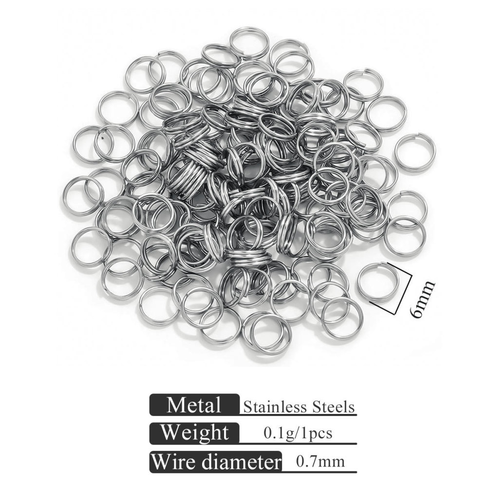 1000 pcs/bag Stainless Steel Mini Keychain Double-Layer DIY Accessory