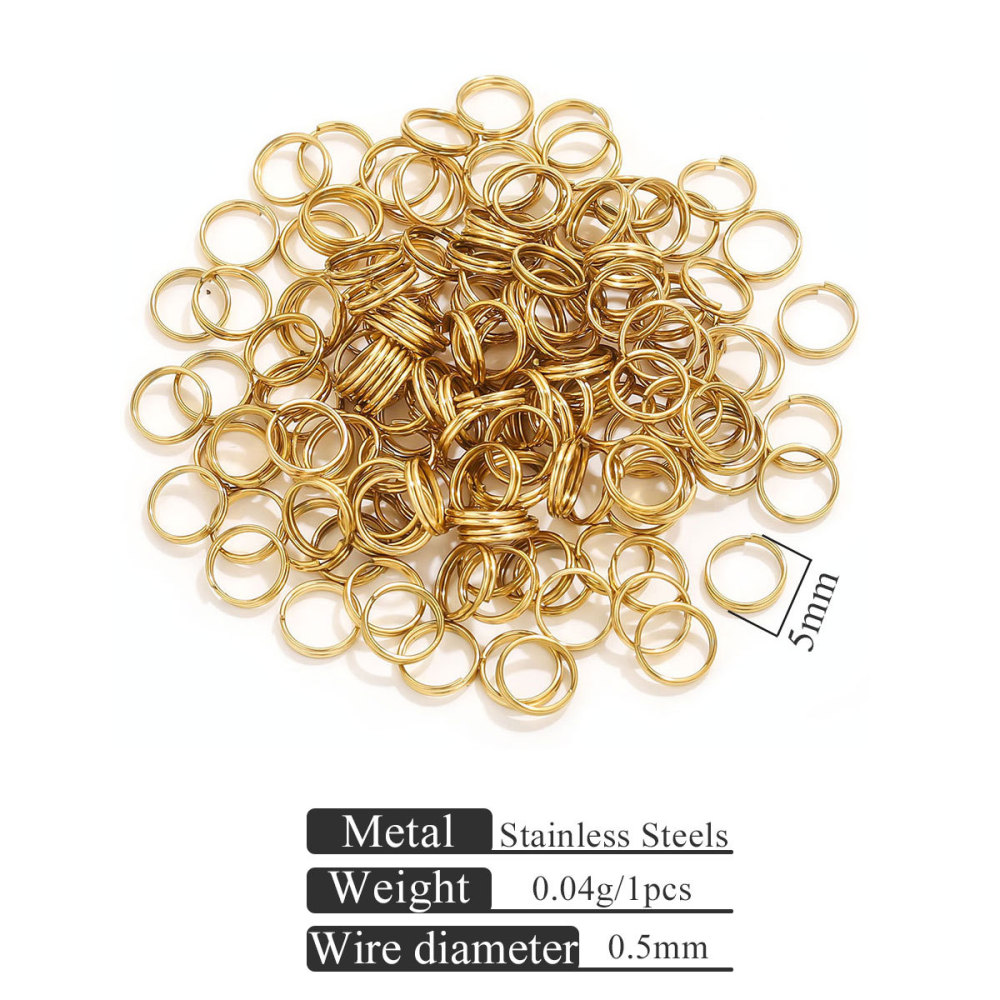 1000 pcs/bag Stainless Steel Mini Keychain Double-Layer DIY Accessory