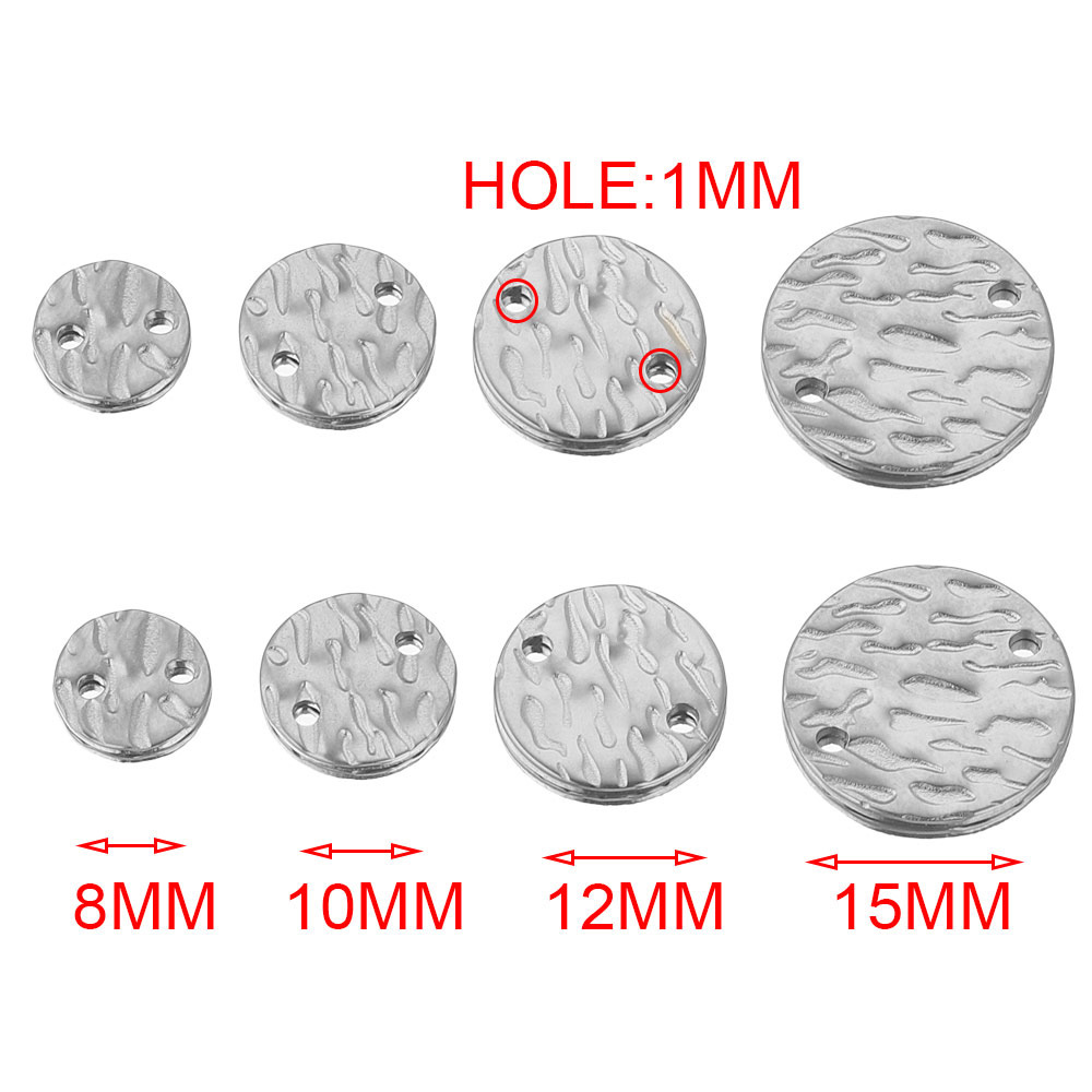 100 pcs/bag Stainless Steel Double Hole Embossed Disc Pendant DIY Accessory