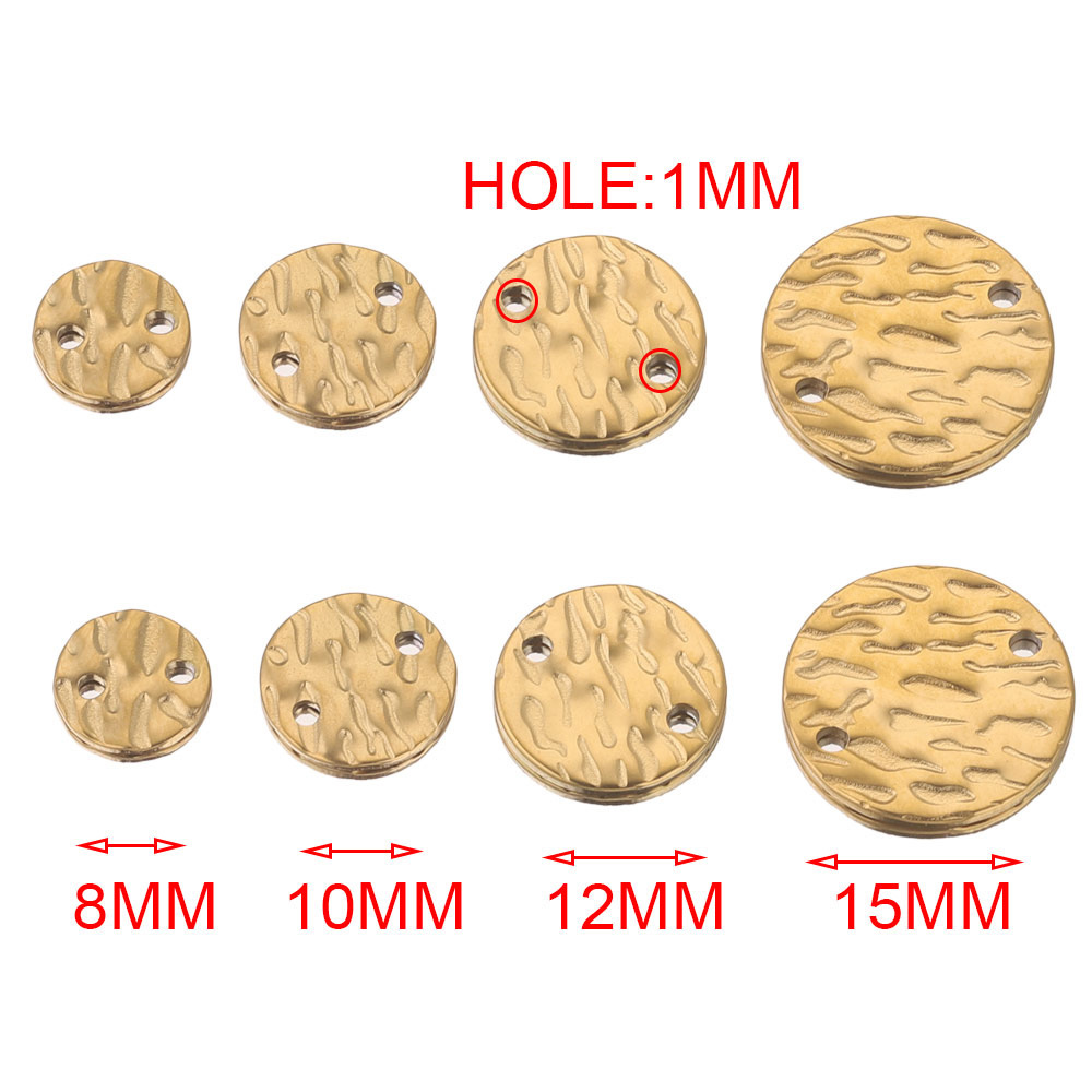 100 pcs/bag Stainless Steel Double Hole Embossed Disc Pendant DIY Accessory