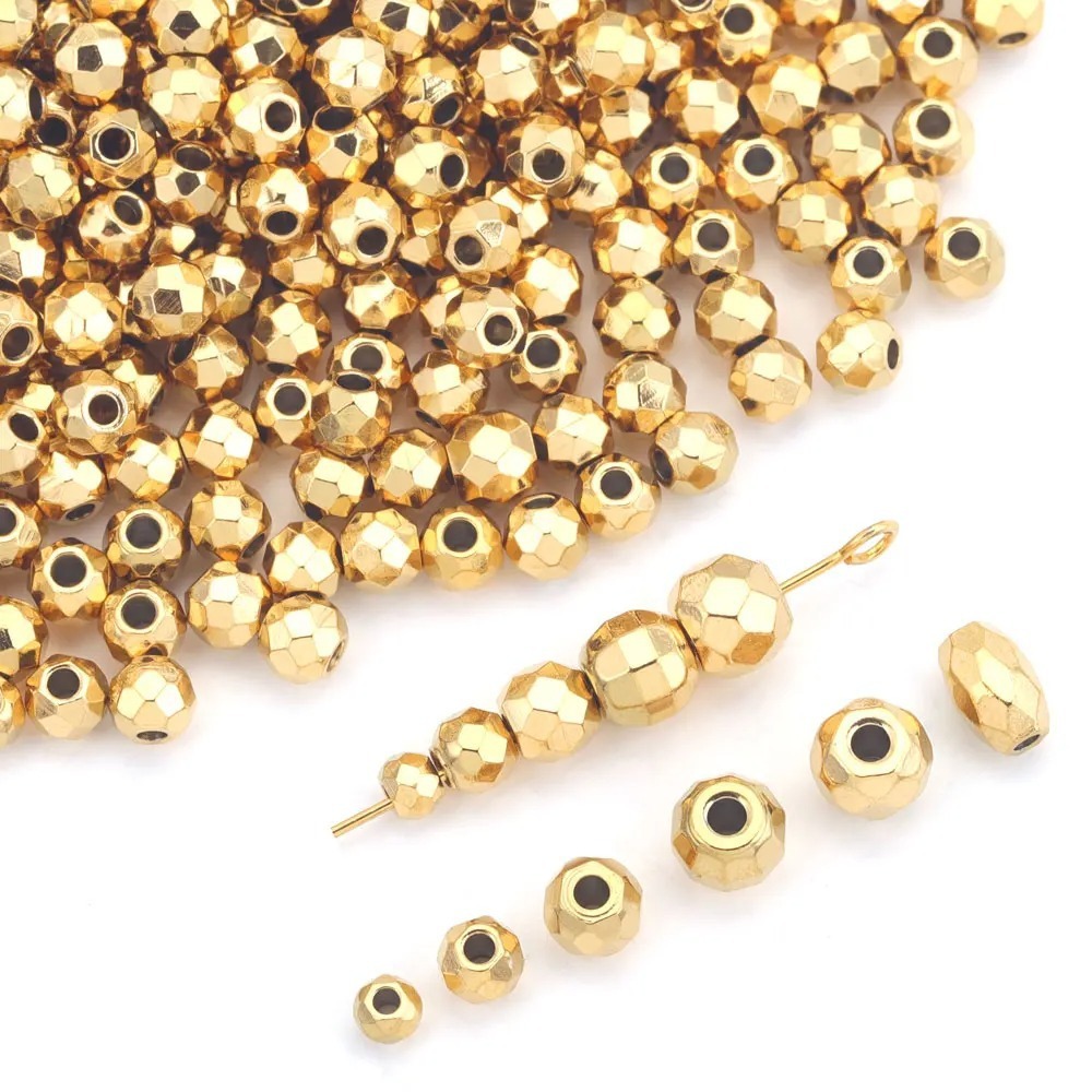 100 pcs/bag Stainless Steel Faceted Beads, Spacers, DIY Accessories