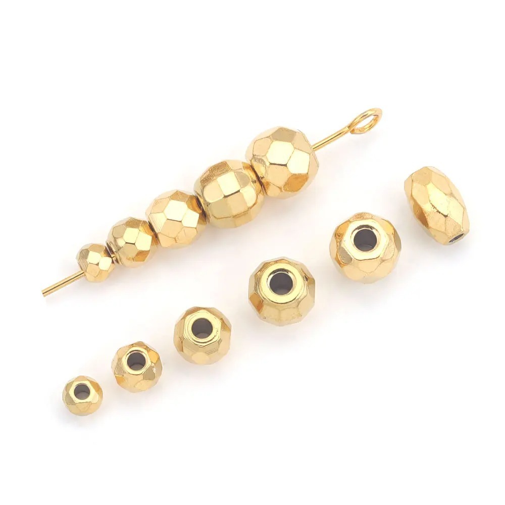 100 pcs/bag Stainless Steel Faceted Beads, Spacers, DIY Accessories