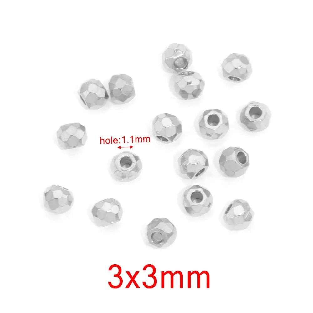 100 pcs/bag Stainless Steel Faceted Beads, Spacers, DIY Accessories