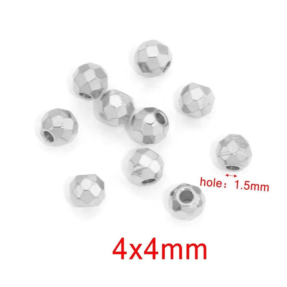 100 pcs/bag Stainless Steel Faceted Beads, Spacers, DIY Accessories