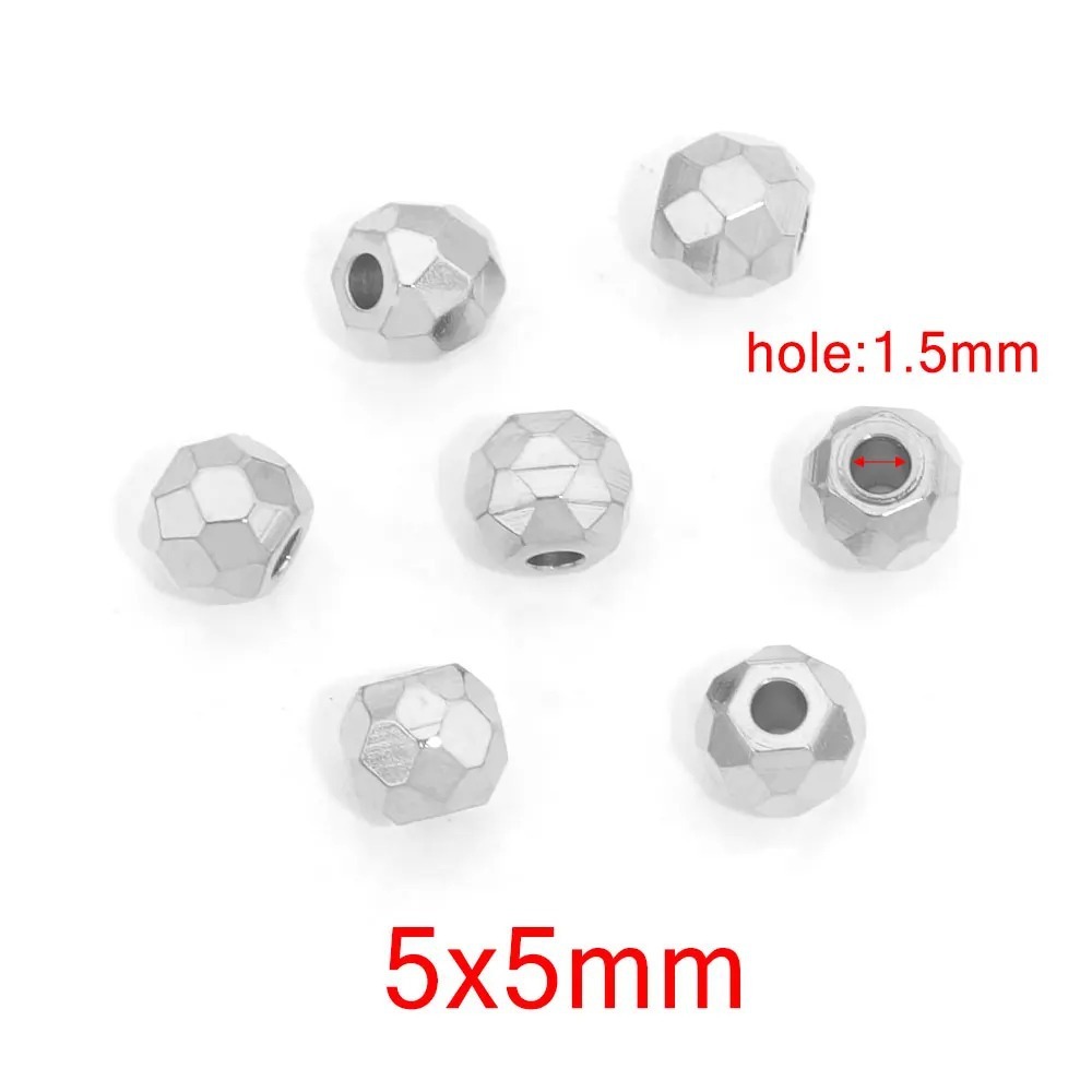 100 pcs/bag Stainless Steel Faceted Beads, Spacers, DIY Accessories