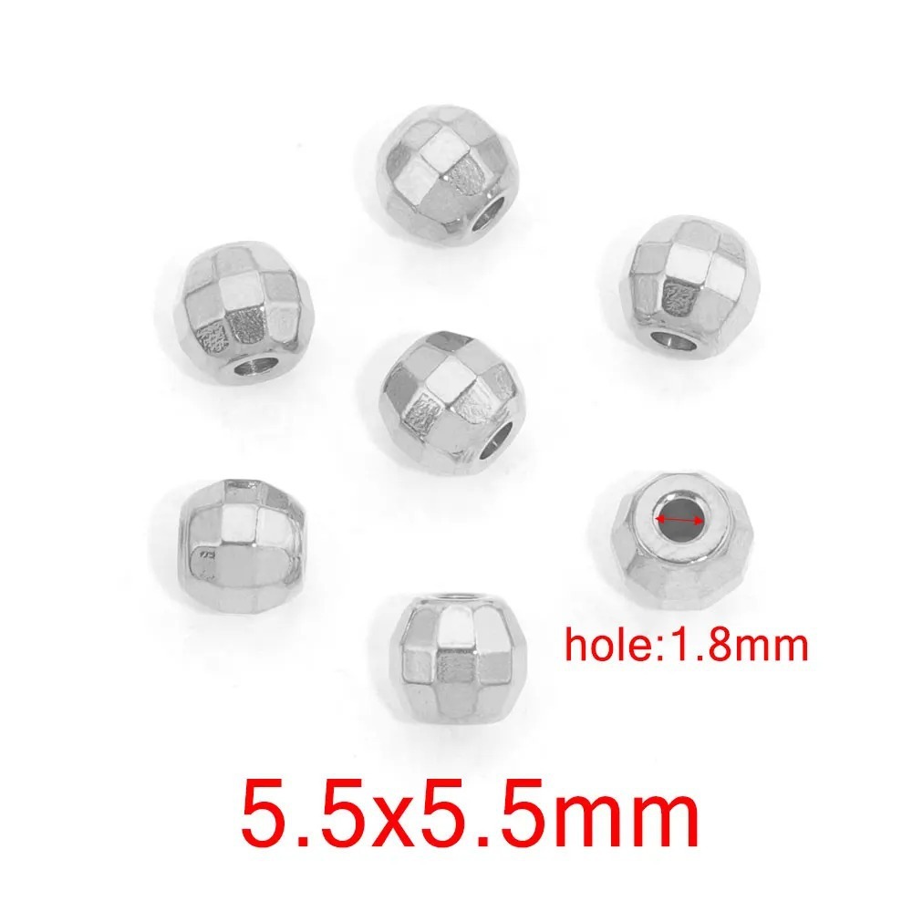 100 pcs/bag Stainless Steel Faceted Beads, Spacers, DIY Accessories