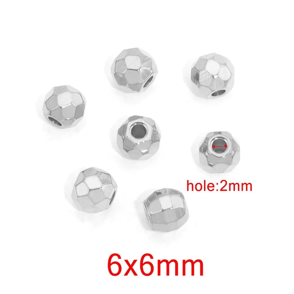 100 pcs/bag Stainless Steel Faceted Beads, Spacers, DIY Accessories