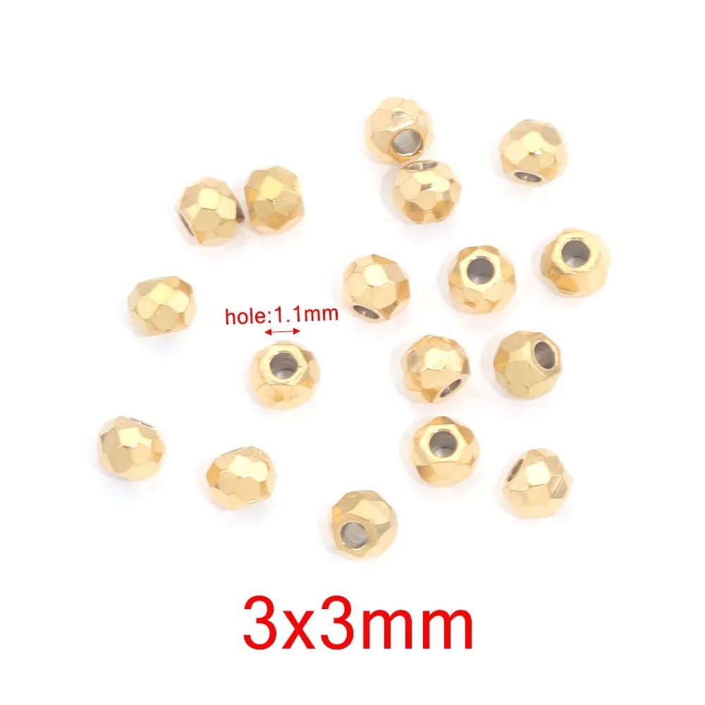 100 pcs/bag Stainless Steel Faceted Beads, Spacers, DIY Accessories