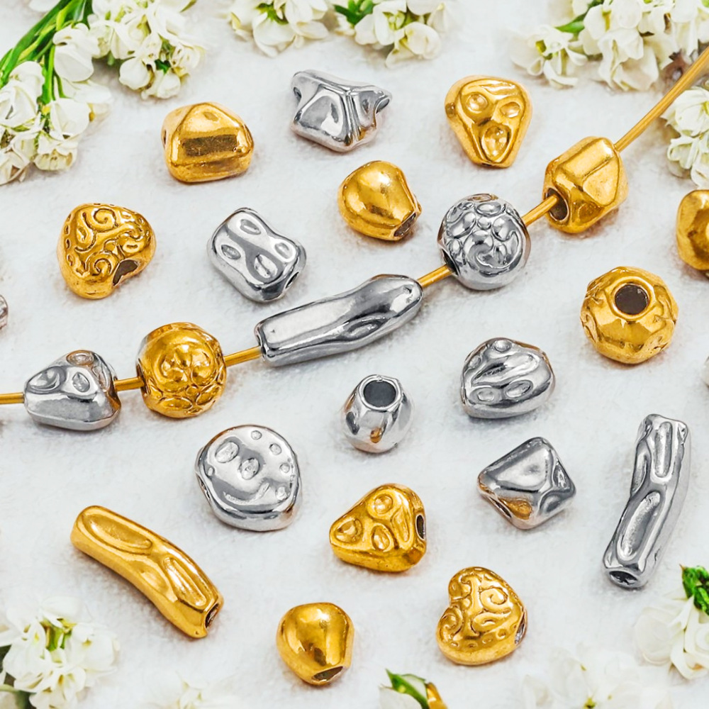 100 pcs/bag Stainless Steel Baroque Spacer Beads DIY Accessories