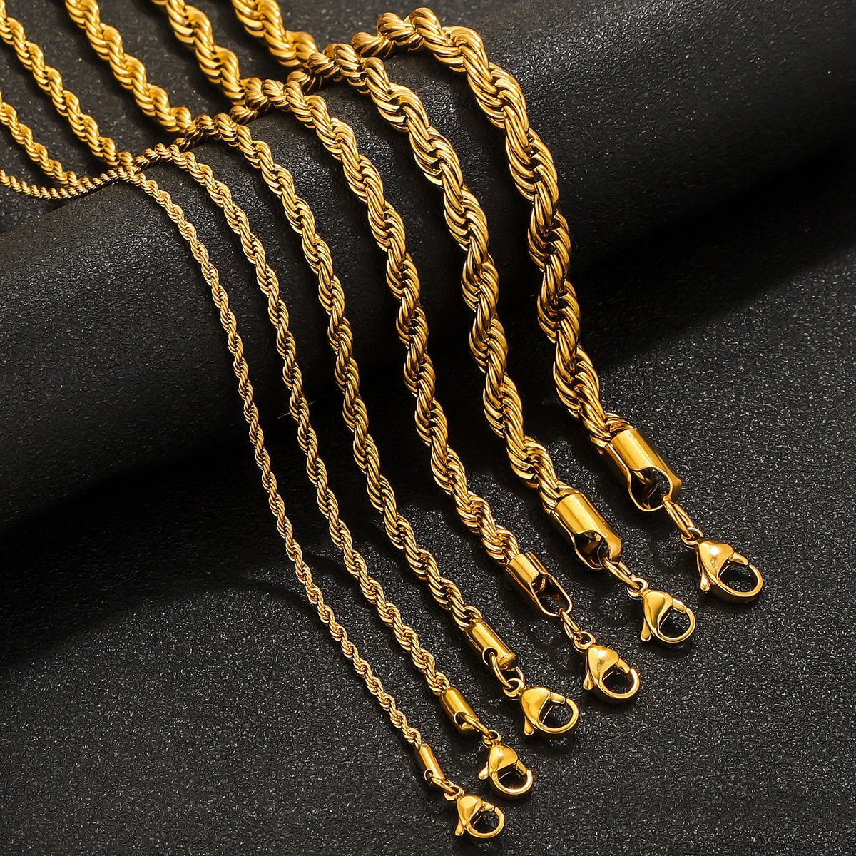 10 pcs/bag Stainless Steel Twisted Necklace Chains, DIY Accessories