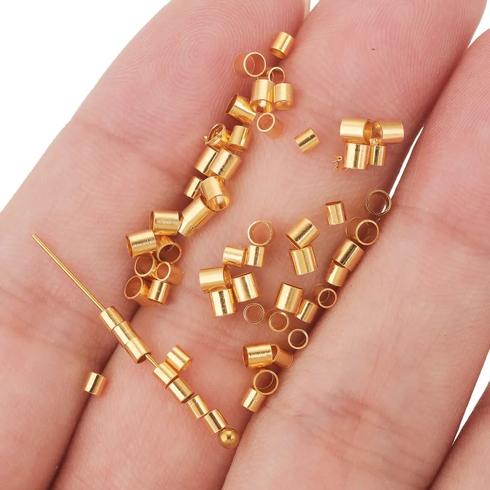 1000 pcs/bag Stainless Steel Positioning Tube Crimp End Beads DIY Accessories