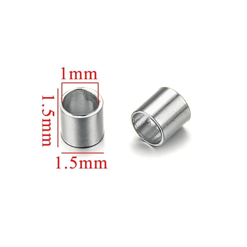 1000 pcs/bag Stainless Steel Positioning Tube Crimp End Beads DIY Accessories
