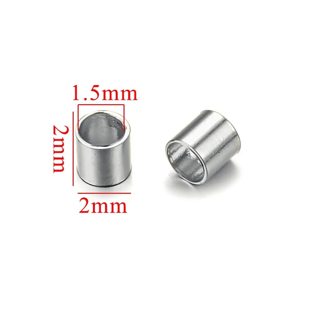 1000 pcs/bag Stainless Steel Positioning Tube Crimp End Beads DIY Accessories
