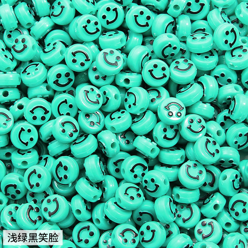 500pcs/bag Acrylic Smiley Face Round Flat Beads for DIY Beads