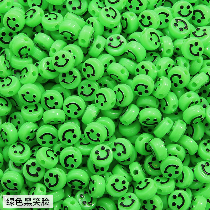 500pcs/bag Acrylic Smiley Face Round Flat Beads for DIY Beads