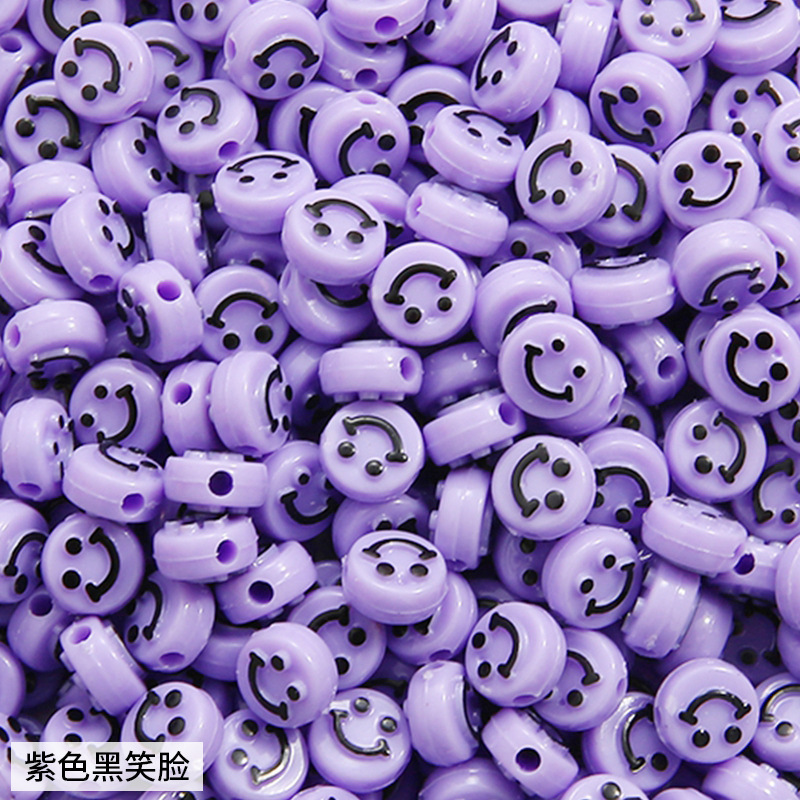 500pcs/bag Acrylic Smiley Face Round Flat Beads for DIY Beads