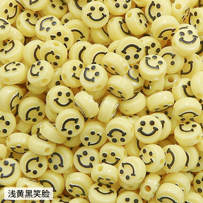 500pcs/bag Acrylic Smiley Face Round Flat Beads for DIY Beads