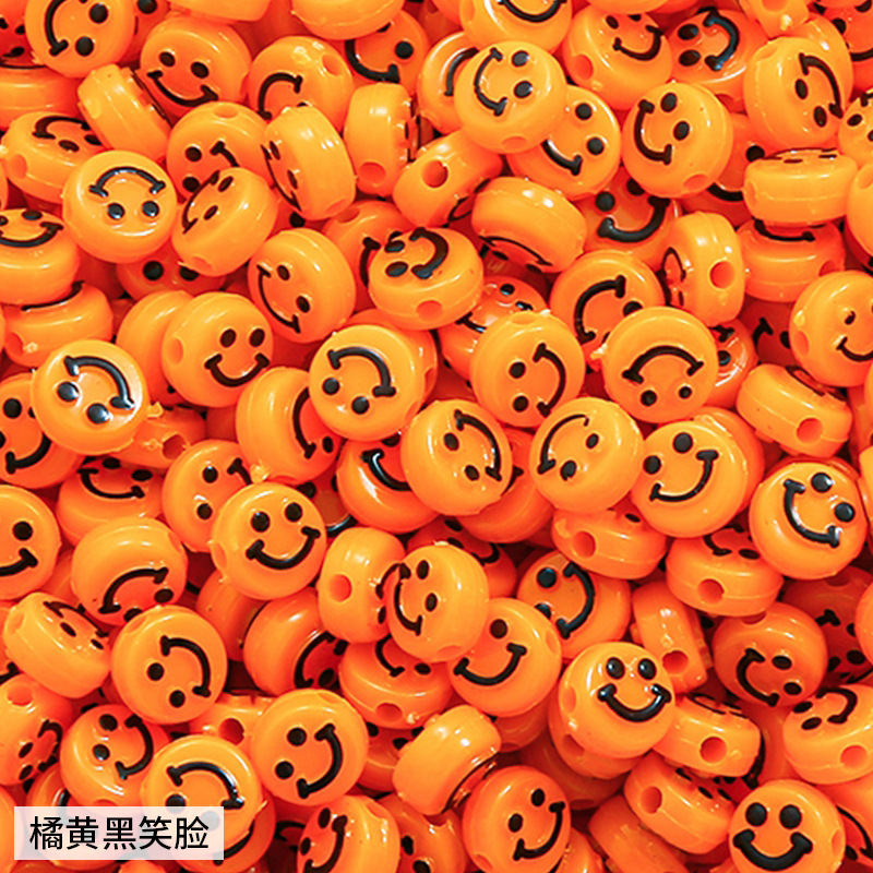 500pcs/bag Acrylic Smiley Face Round Flat Beads for DIY Beads