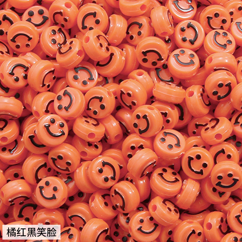 500pcs/bag Acrylic Smiley Face Round Flat Beads for DIY Beads