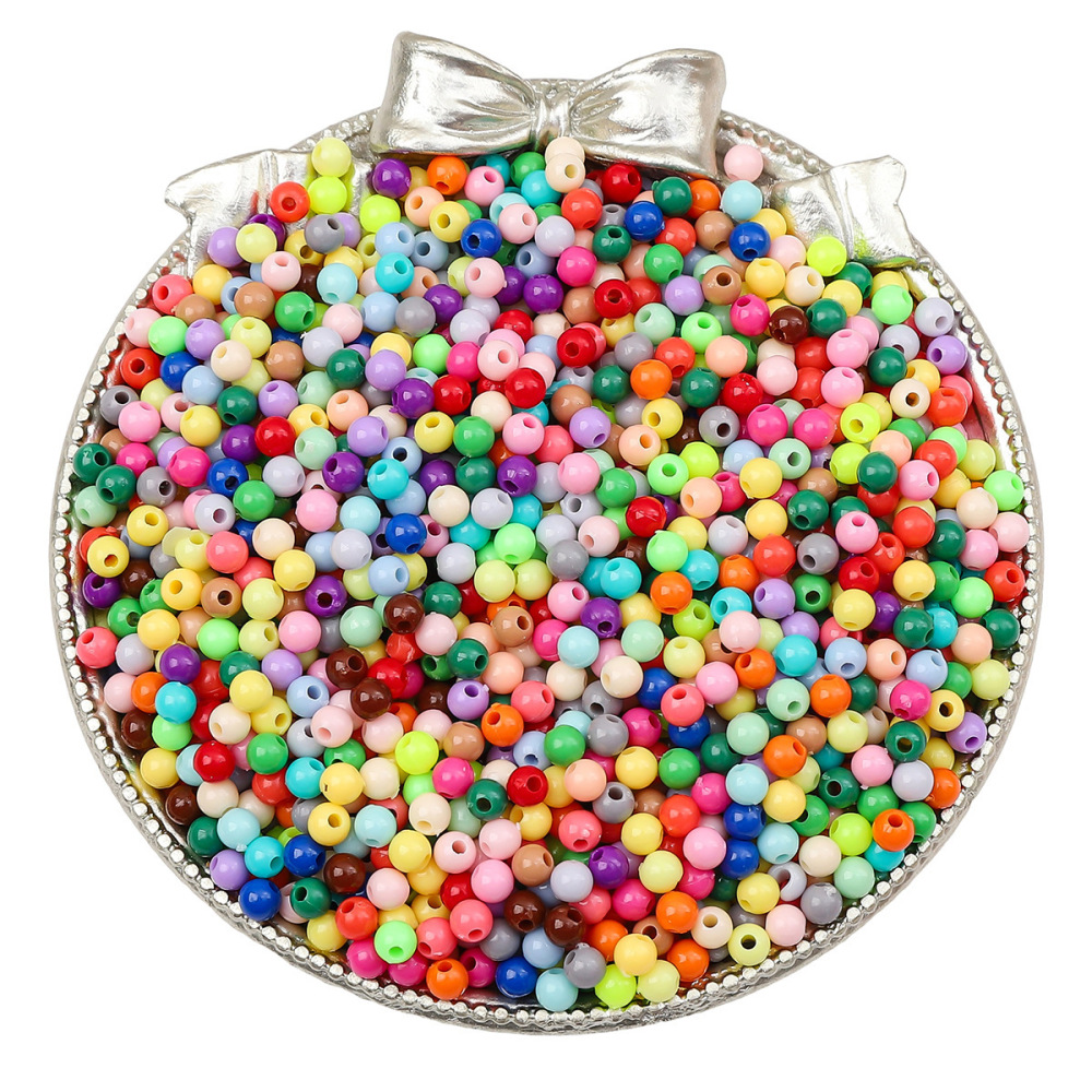5000 pcs/bag 4mm solid color acrylic round beads for DIY beading