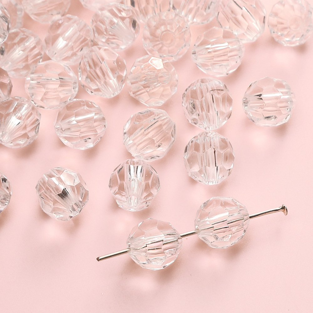 400g/bag Round Faceted Acrylic Beads for DIY Beading