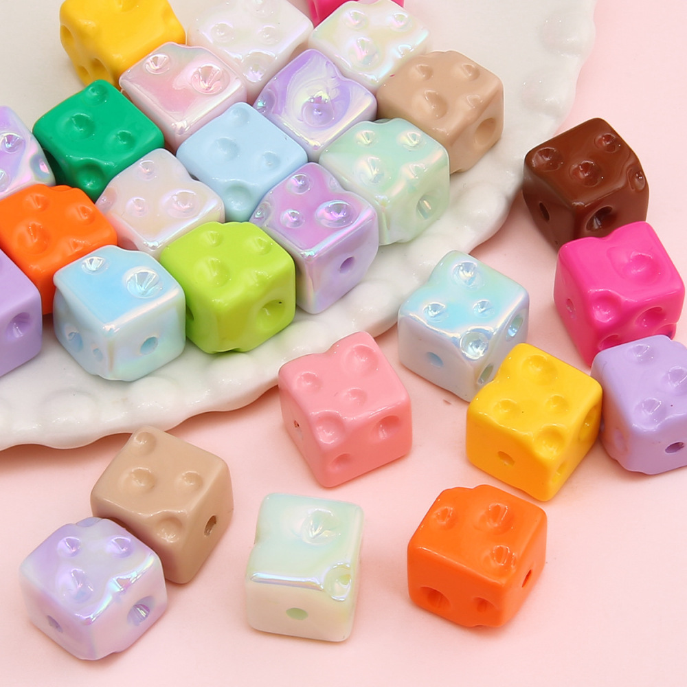 100 pcs/bag Acrylic Colored Cheese Cube Beads DIY