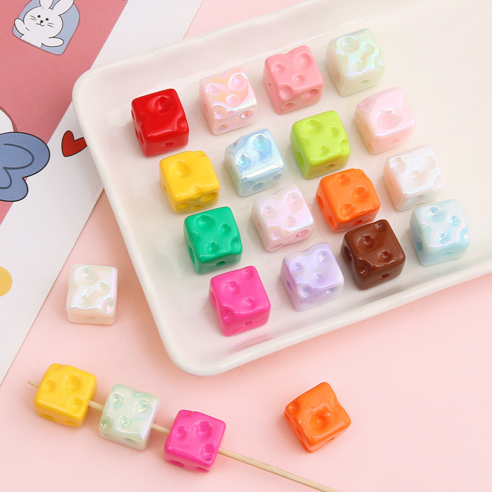 100 pcs/bag Acrylic Colored Cheese Cube Beads DIY