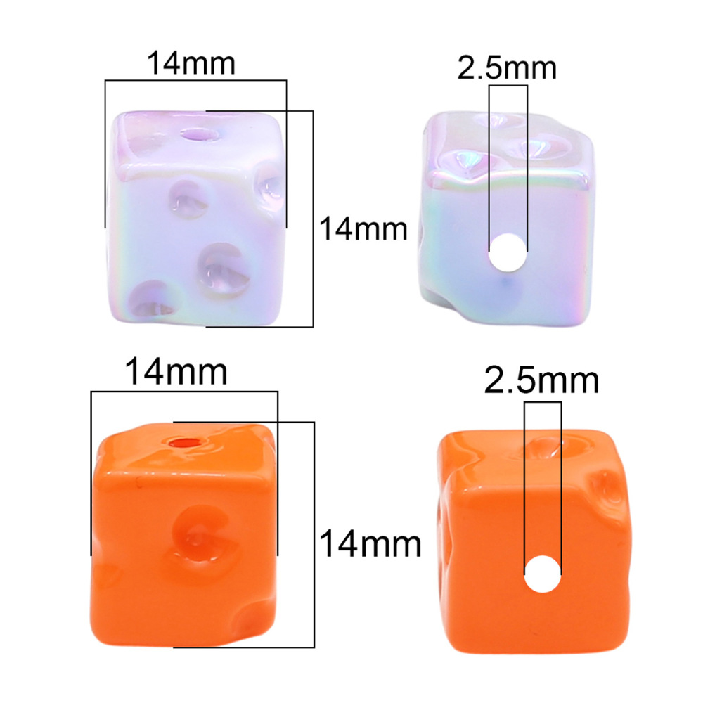 100 pcs/bag Acrylic Colored Cheese Cube Beads DIY
