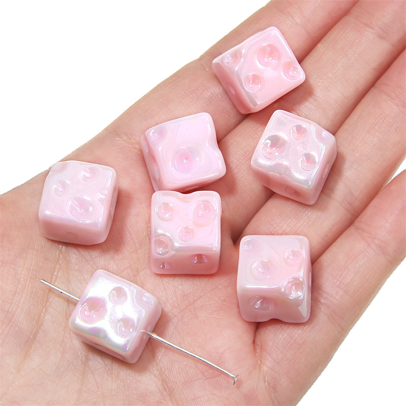 100 pcs/bag Acrylic Colored Cheese Cube Beads DIY