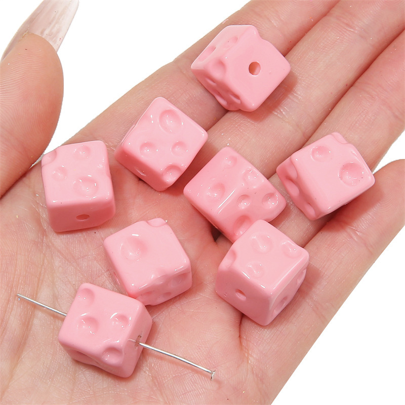 100 pcs/bag Acrylic Colored Cheese Cube Beads DIY