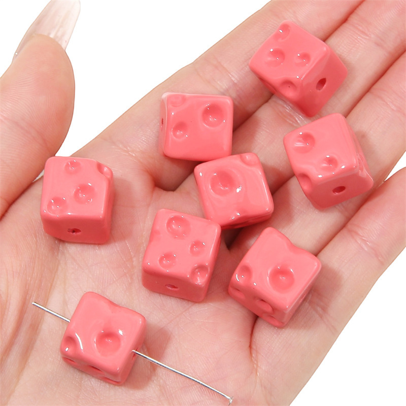 100 pcs/bag Acrylic Colored Cheese Cube Beads DIY