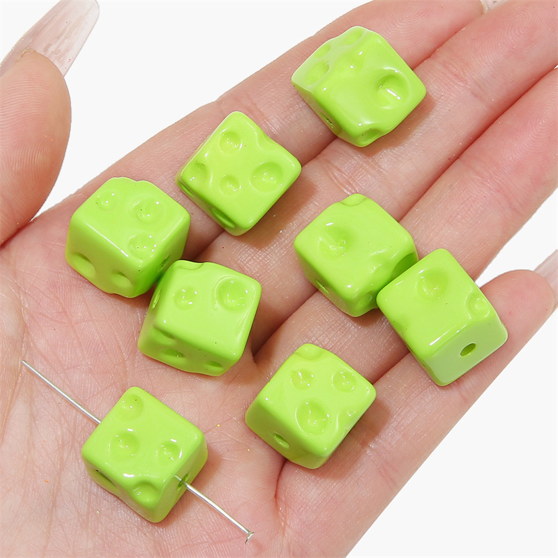 100 pcs/bag Acrylic Colored Cheese Cube Beads DIY