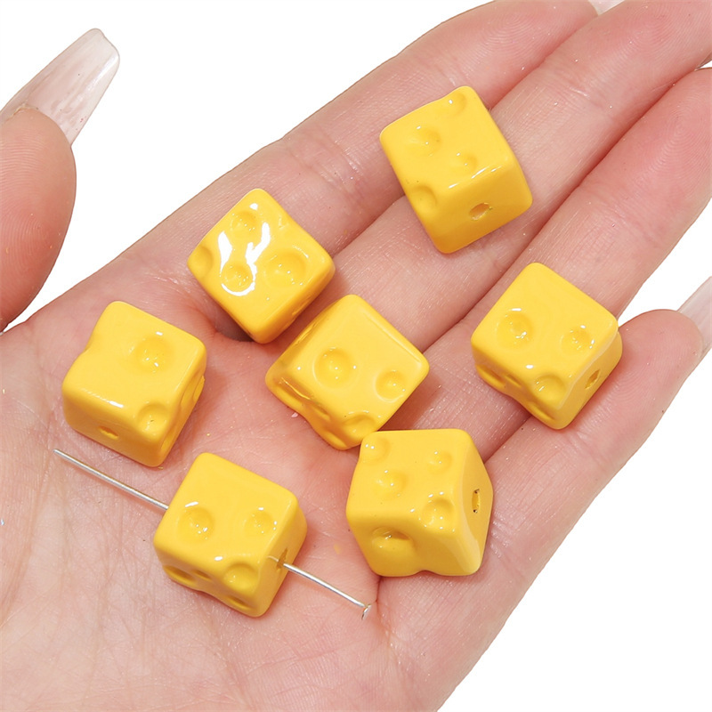 100 pcs/bag Acrylic Colored Cheese Cube Beads DIY