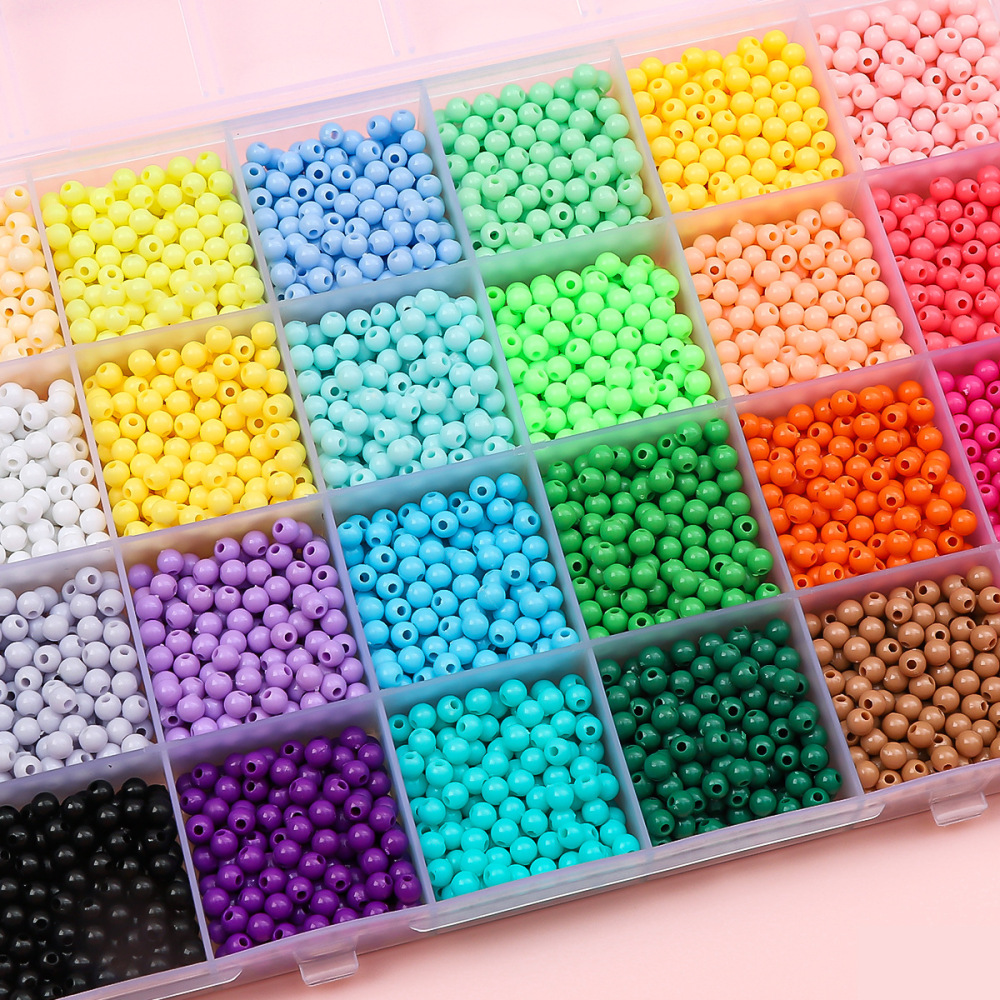 5000 pcs/bag 4mm solid color acrylic round beads for DIY beading