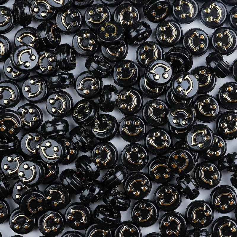 500pcs/bag Acrylic Smiley Face Round Flat Beads for DIY Beads