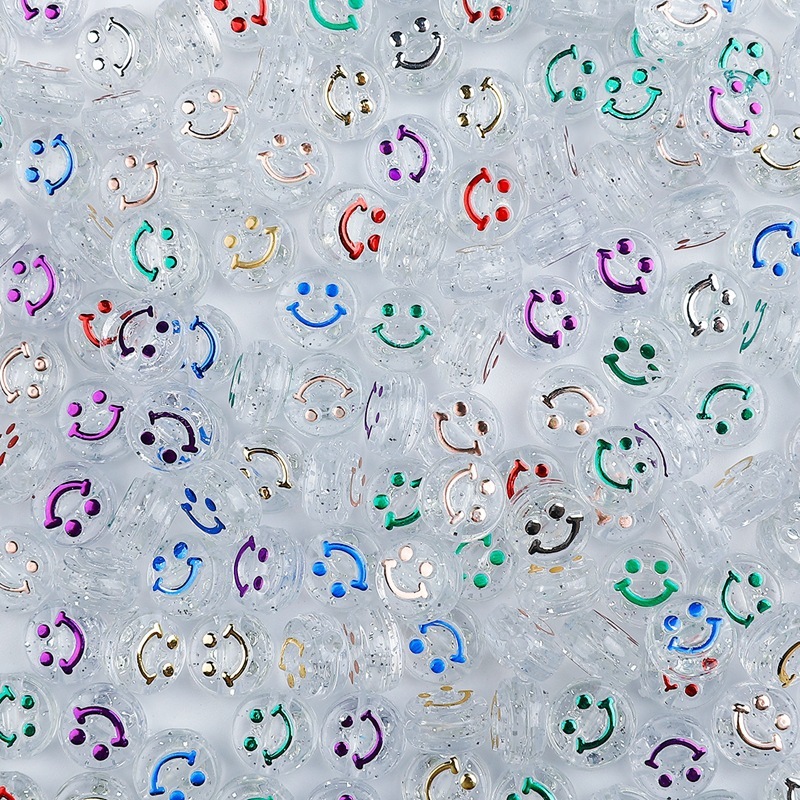 500pcs/bag Acrylic Smiley Face Round Flat Beads for DIY Beads