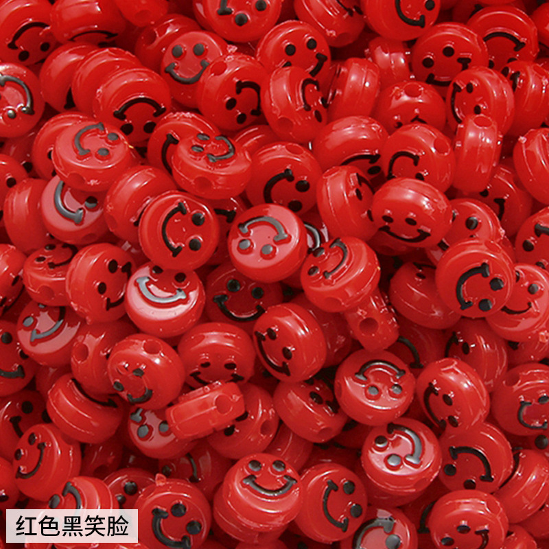 500pcs/bag Acrylic Smiley Face Round Flat Beads for DIY Beads