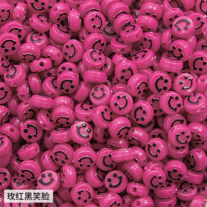 500pcs/bag Acrylic Smiley Face Round Flat Beads for DIY Beads