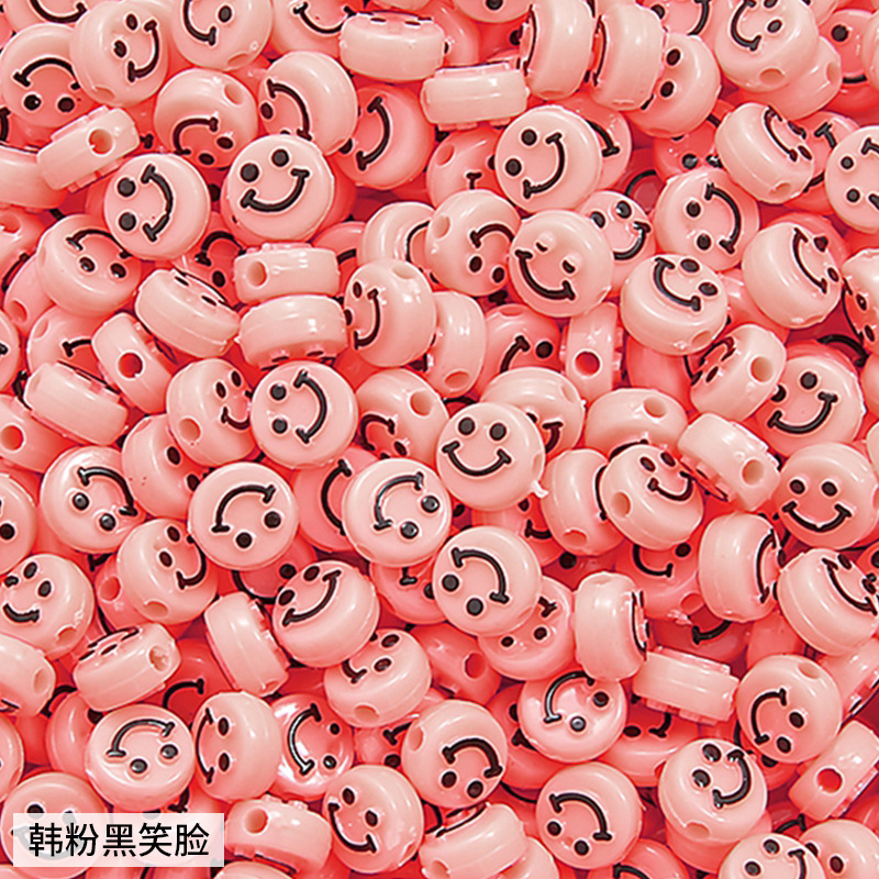 500pcs/bag Acrylic Smiley Face Round Flat Beads for DIY Beads