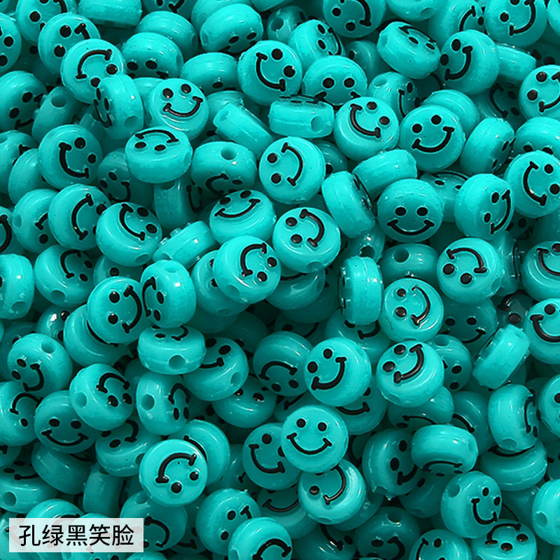 500pcs/bag Acrylic Smiley Face Round Flat Beads for DIY Beads