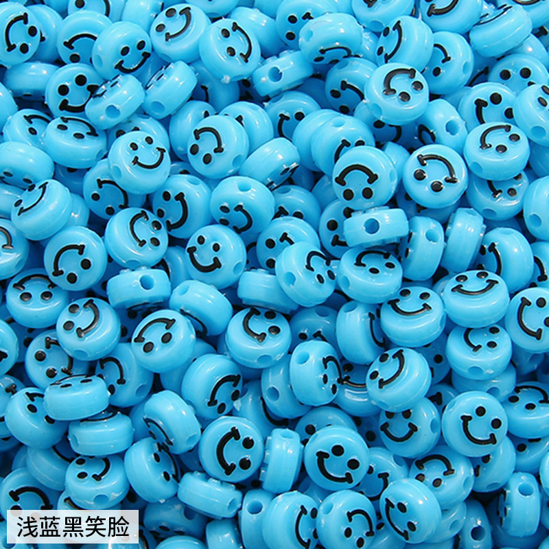 500pcs/bag Acrylic Smiley Face Round Flat Beads for DIY Beads