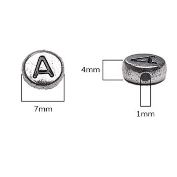 500 pcs/bag Acrylic Silver Alphabet Round Beads DIY Beads