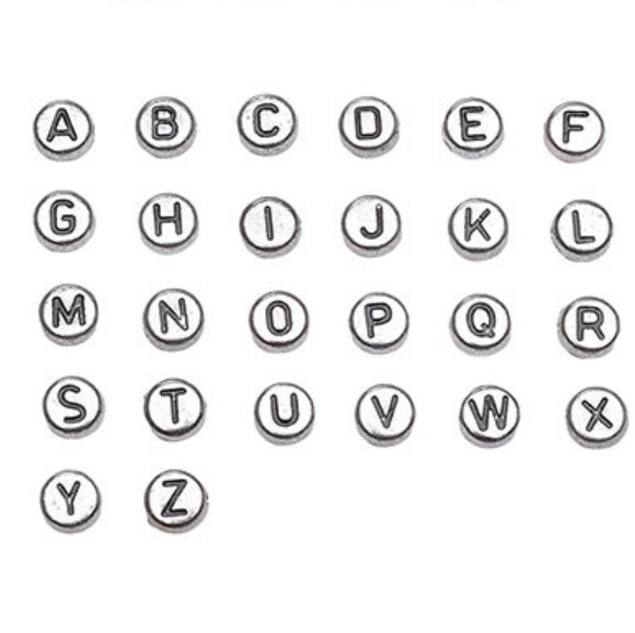 500 pcs/bag Acrylic Silver Alphabet Round Beads DIY Beads