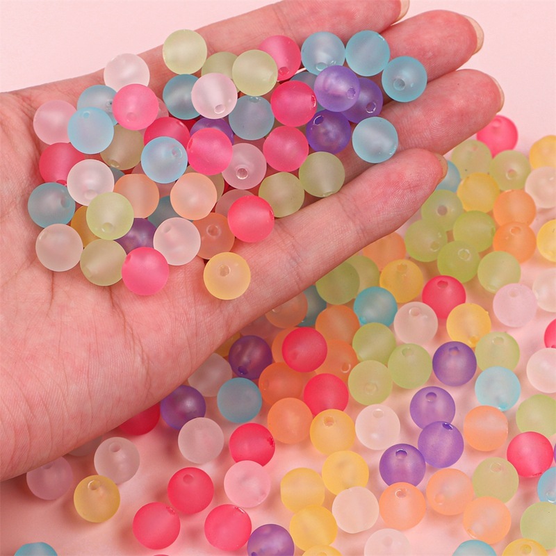 1100 Pcs/Bag 8mm Transparent Frosted Acrylic Round Beads for DIY Beads