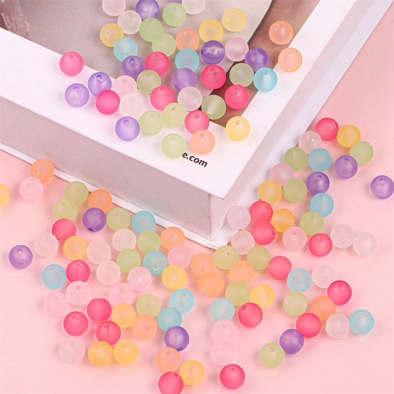 1100 Pcs/Bag 8mm Transparent Frosted Acrylic Round Beads for DIY Beads