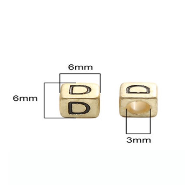 500 pcs/bag Acrylic Antique Gold English Alphabet Square Beads DIY Beads