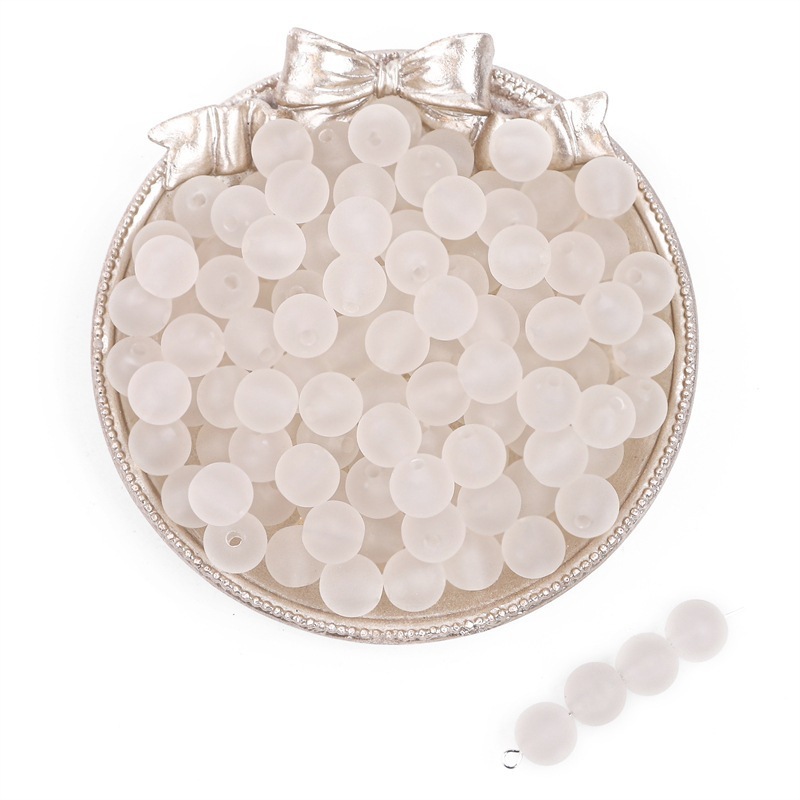 1100 Pcs/Bag 8mm Transparent Frosted Acrylic Round Beads for DIY Beads