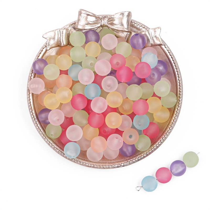 1100 Pcs/Bag 8mm Transparent Frosted Acrylic Round Beads for DIY Beads