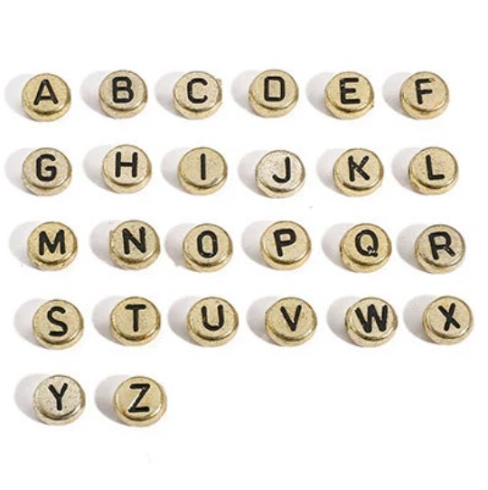 500 pcs/bag Acrylic Gold Alphabet Round Beads DIY Beads