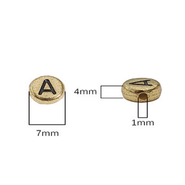500 pcs/bag Acrylic Gold Alphabet Round Beads DIY Beads
